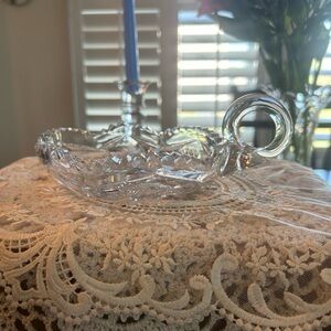 American Brilliant Clear Glass Loop Candle Holder